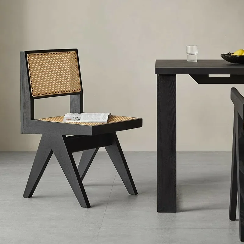 كرسي طعام من الخشب الصلب من Wabi Sansan مع مسند للذراعين من خشب الرماد الأسود المنزلي #4