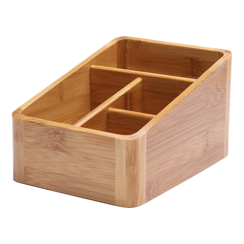 

1Pcs Makeup Organizer Bamboo Storage Box for Desktop with Round Corners Safe Design for Cosmetics and Small Essentials