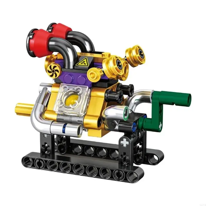   Hands-On Miniature Engine Model with Plastic Construction and Base