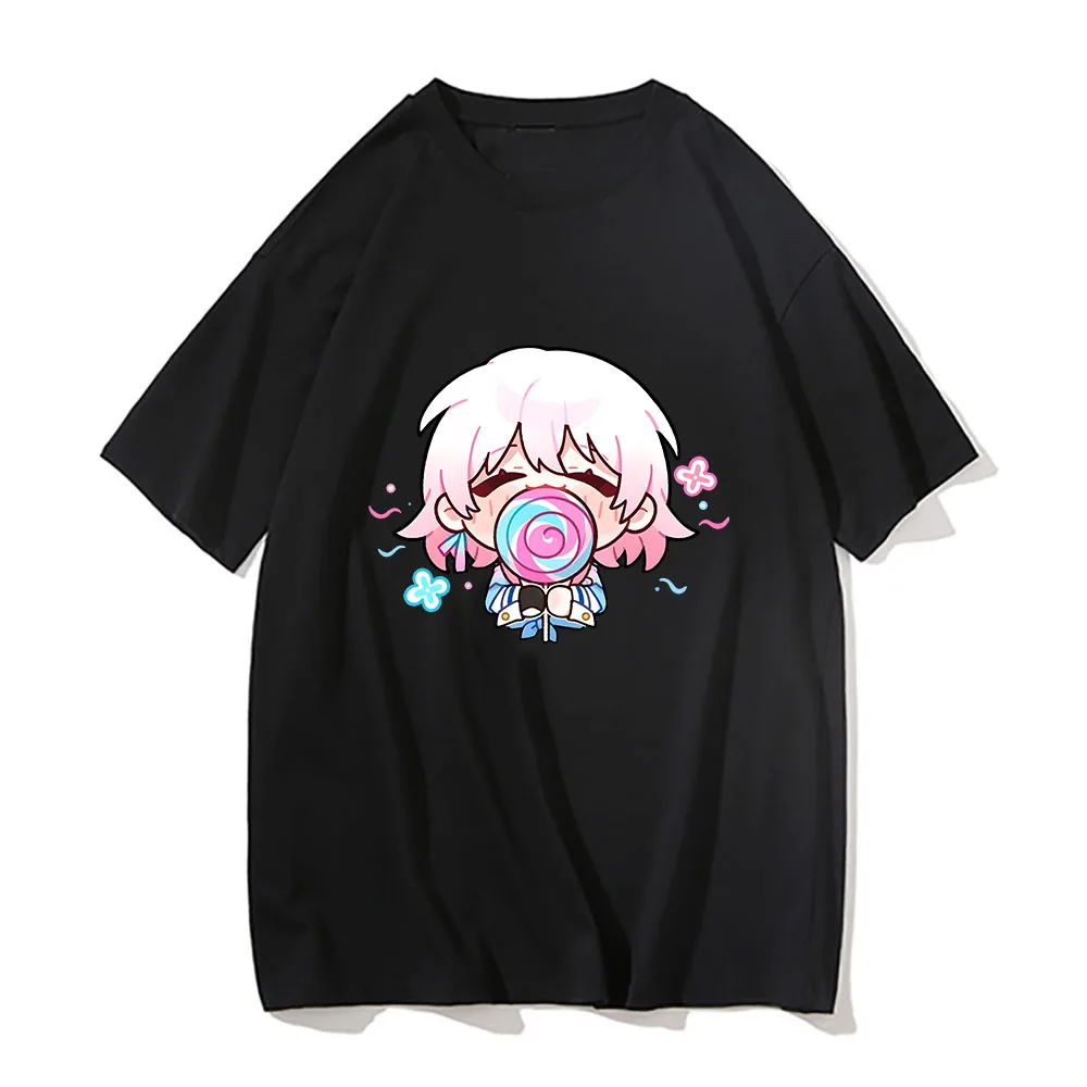 Clara Honkai Star Rail T-shirts Men Fashion Short Sleeve Tshirts 100% Cotton Unisex Aldult T Shirts Sweet Happy Time Kawaii/Cute