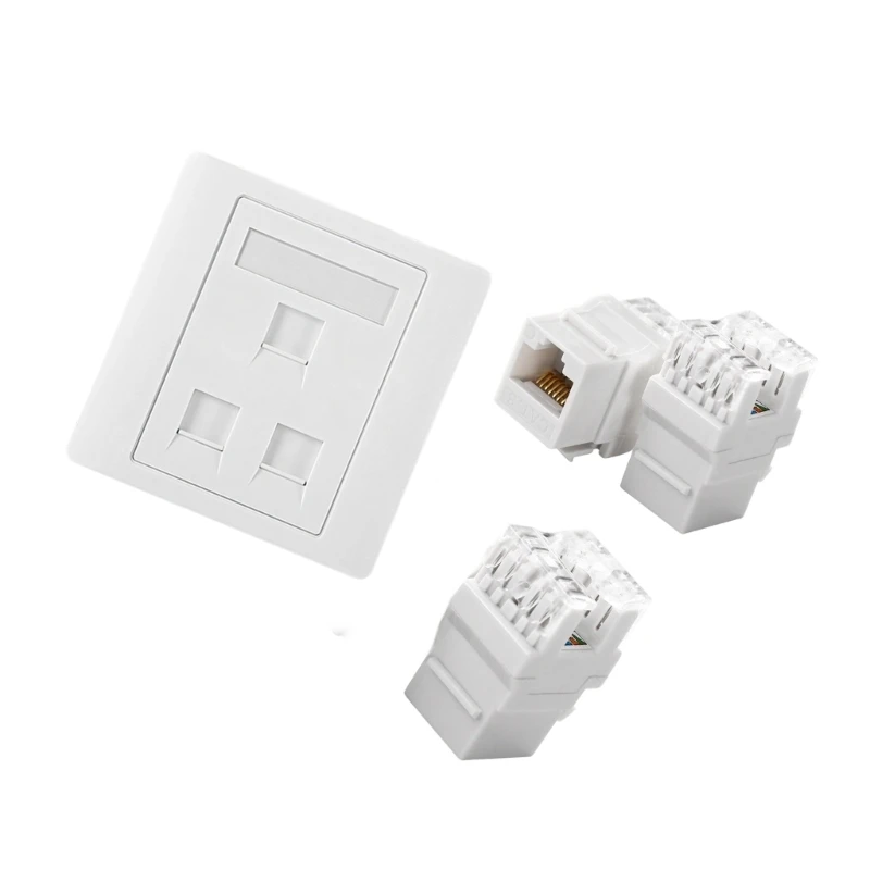 U55C 86 Type 4 Port Ethernet Wall Plate Standard Outlet Easy Installation Networking