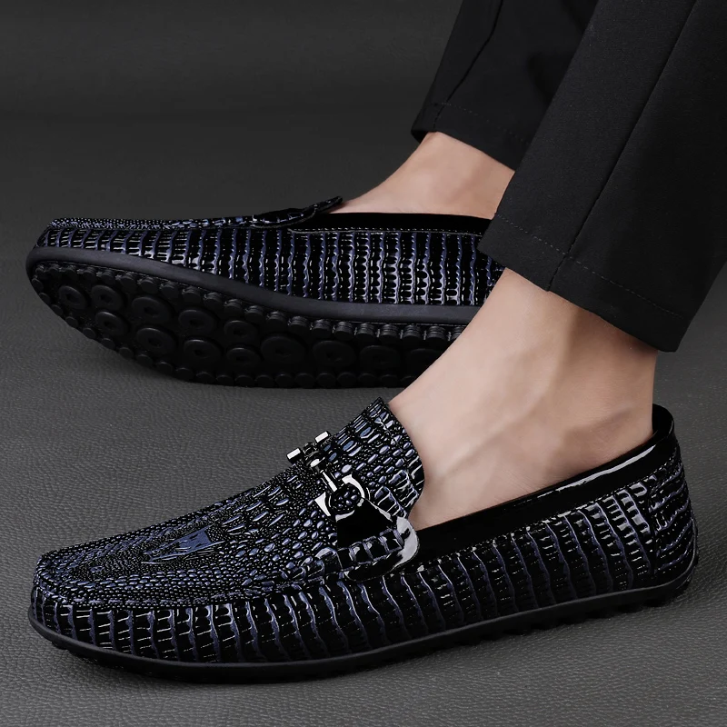 Brand Luxury Shoes Fashion High Quality Cowhide Loafers Classic Genuine Leather Shoes Slip-On Shoes Casual Soft Sole Moccasin