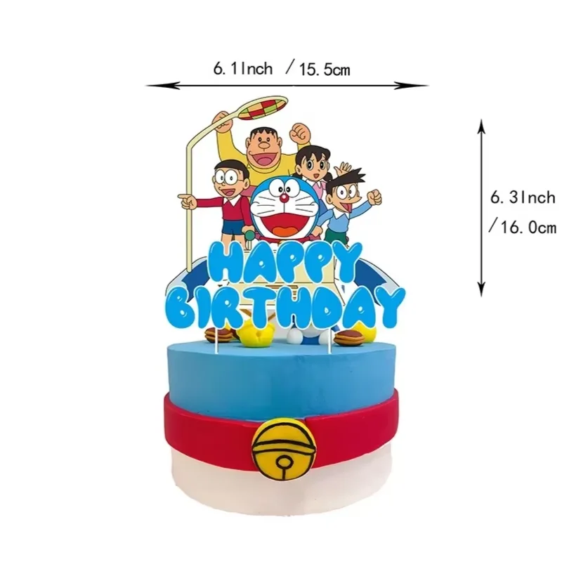 Dora-emons Happy Birthday Party Decoration Cartoon Cat Tableware Plate Balloons Cake Topper Banner Kids Favor Gifts Baby Shower view 4
