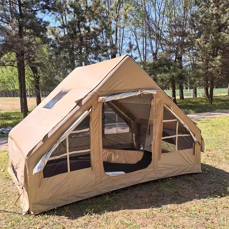 Outdoor Camping Inflatable Tent 6 Flat Portable Waterproof Oxford Fabric Four-season Two Bedrooms One Living
