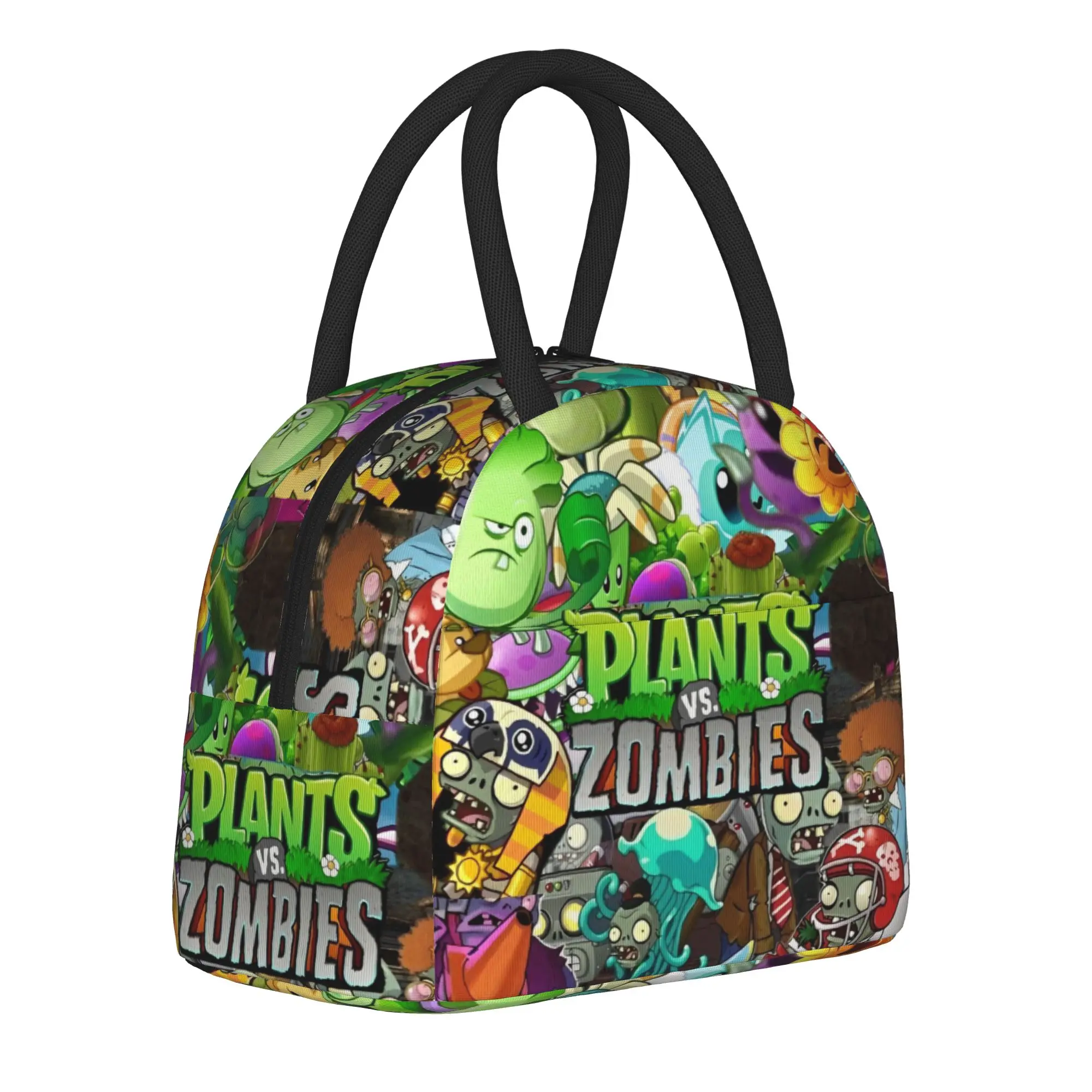 Plants-vs-Zombie cartoon games Insulated Lunch Bags for Men Women  Storage Box Portable Cooler Thermal Lunch Boxes For Picnic