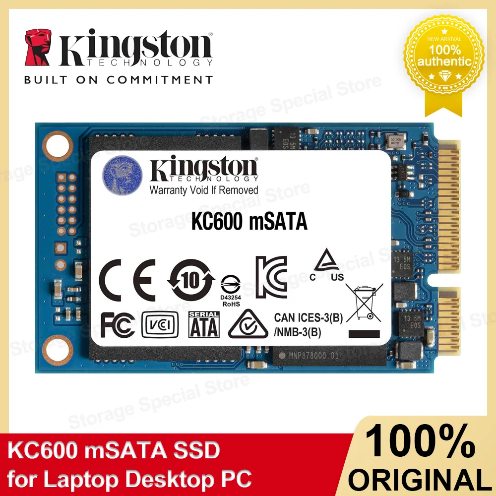 Kingston KC600 mSATA3 SSD 256GB 512GB 1TB Unidade de Disco Sólido Interna para Laptop Desktop PC Unidade mSATA TLC com 3D TLC NAND
