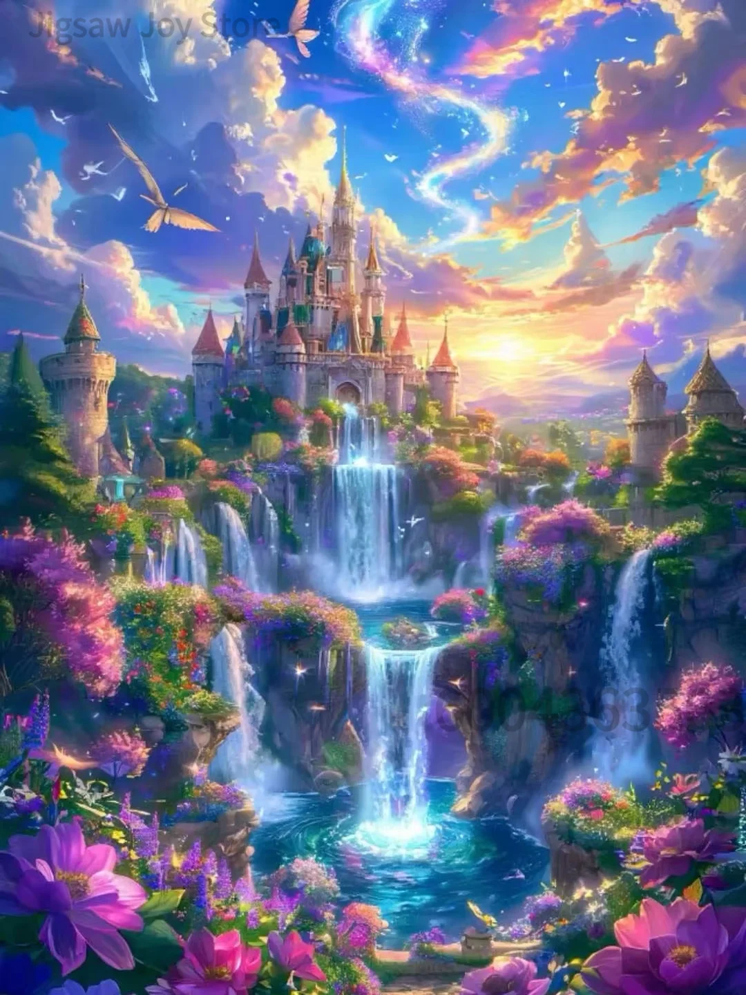 Nature Scenery Jigsaw Puzzle,Colorful Floral,Vivid Castle,Fuji Cherry Blossom,Tuscany Sunflower Art,Multi Sizes Paper Puzzle