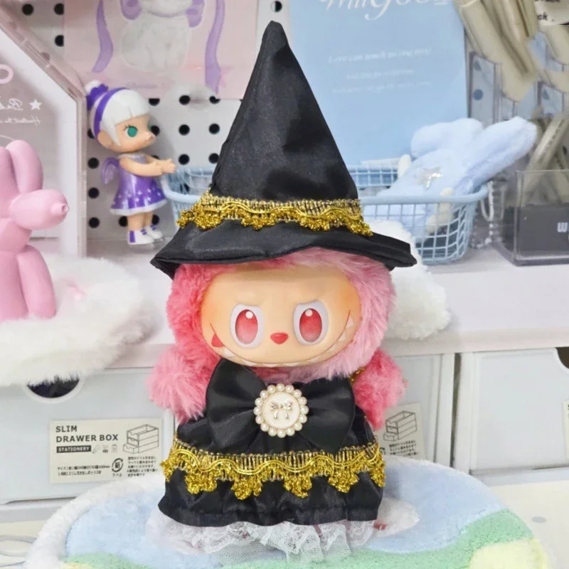 Fashion Halloween Clothes Set Cute Pumpkin Dress With Hat For 17cm Labubu V3 Doll Clothes Outfit Accessories Ropa Labubu