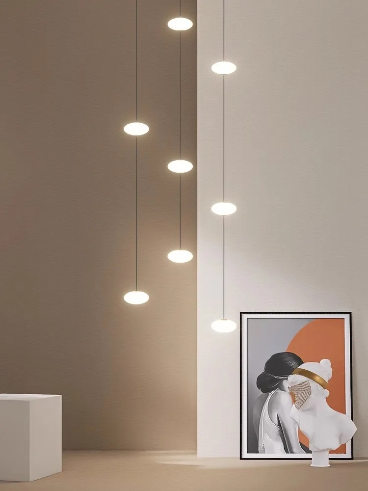 Modern Staircase Chandelier Nordic Oval String Ball pendant Light Duplex Building High-Rise Living Room Long hanging lamp LED