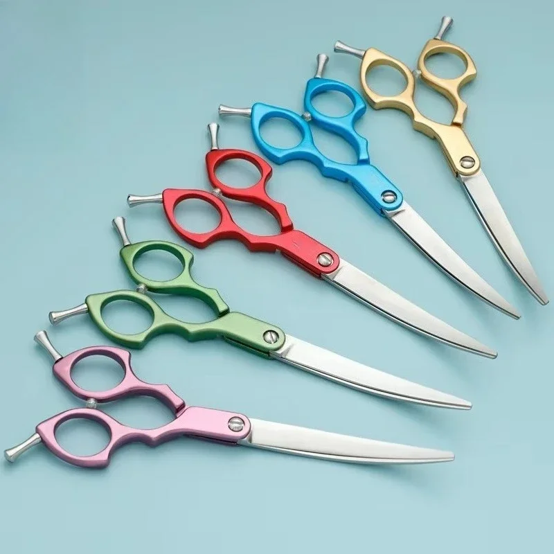 Blue 60MDW Titanium JP440C Steel Scissors 6 Inch Pet Grooming Bending Scissors Dog 2020