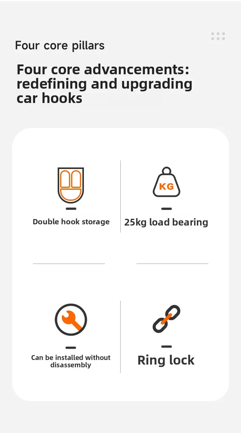 Auto-Rücksitz-Haken, Versteckte Kopfstützenhalterung, Universeller Organizer für Fahrzeug-Rücksitze, Auto-Zubehör Aufhängehaken – Detail 2