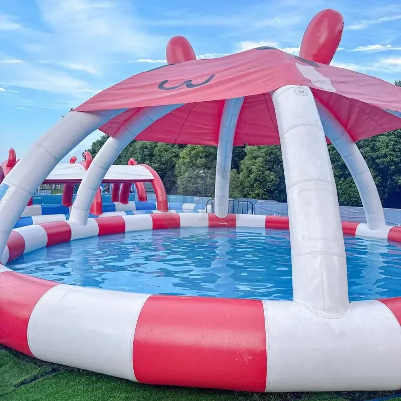 Floating Island Inflatable Boat Tent Sun Water Game Shelter Lounge Blow up Sport Game Platform Floats Inflatable