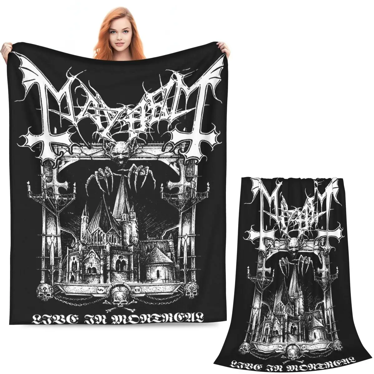 Mayhem Band Logo (11) Blankets Soft Warm Flannel Throw Blanket Plush for Bed Living room Picnic Travel Home Couch