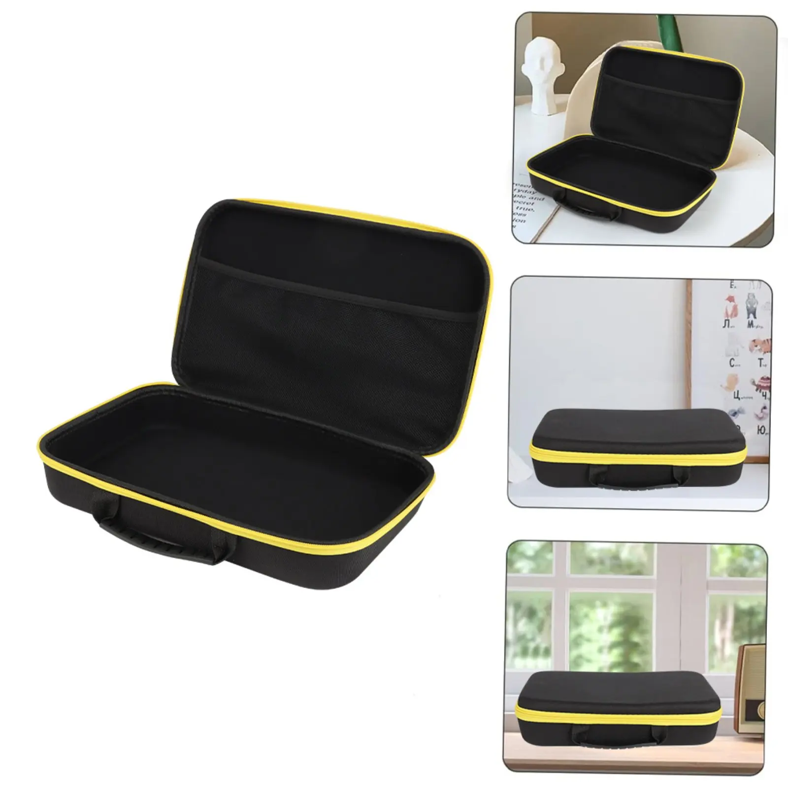 

Zippered Tool Pouch Black Oxford Cloth Bag Hard Shell Bag Top Handle Even Textured