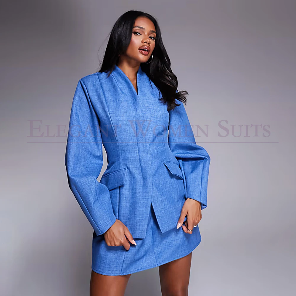 

Luxury Women's Suits High Quality Fashion 2 Piece Jacket Skirts Sets Customized Long Sleeve Female Clothing Full Sets