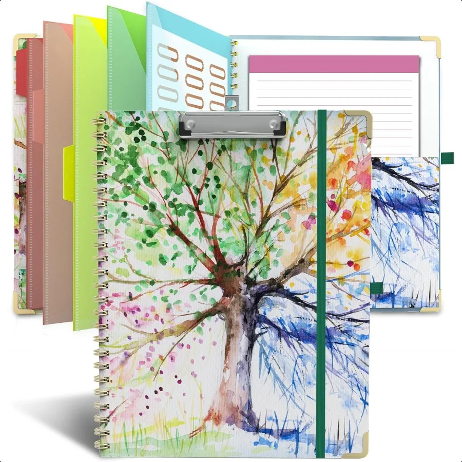 

Clipboard Folio with Notepad for Letter Size 11 x 8.5 5 Extra Folders with Storage 10 Pockets 39 File Folder Labels Elastic Clo