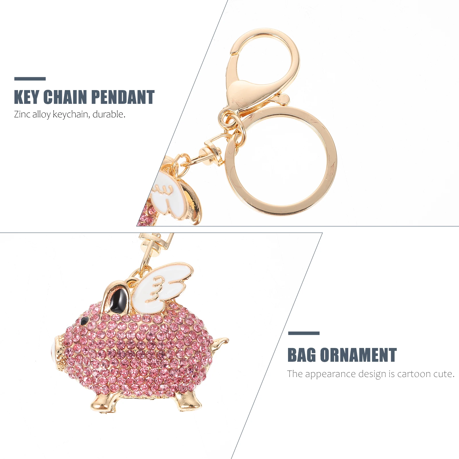 

Key Chain Rhinestones Zinc Alloy Decor Ring for Bag Backpack Key Chain Pendant Car Ornament Stylish Lightweight Gift