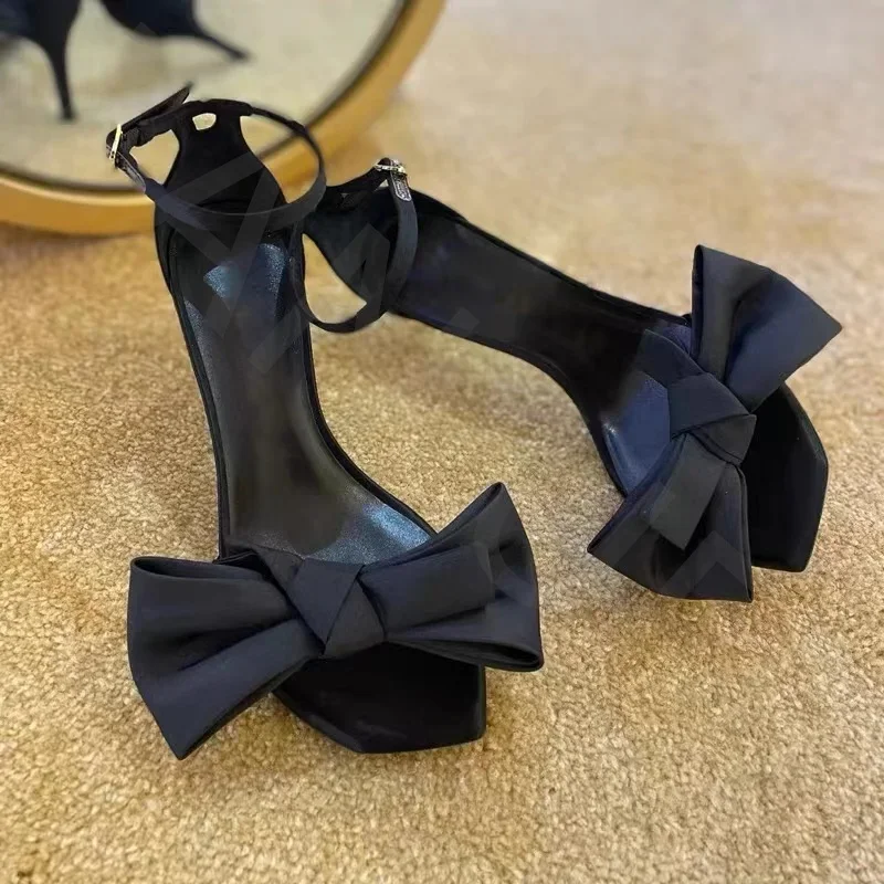 

2023 New Bow Women Shoes Summer High Heels Sandals Designer Party Pumps Shoes Dress Wedding Sexy Fad Stilettos Femme Zapatos