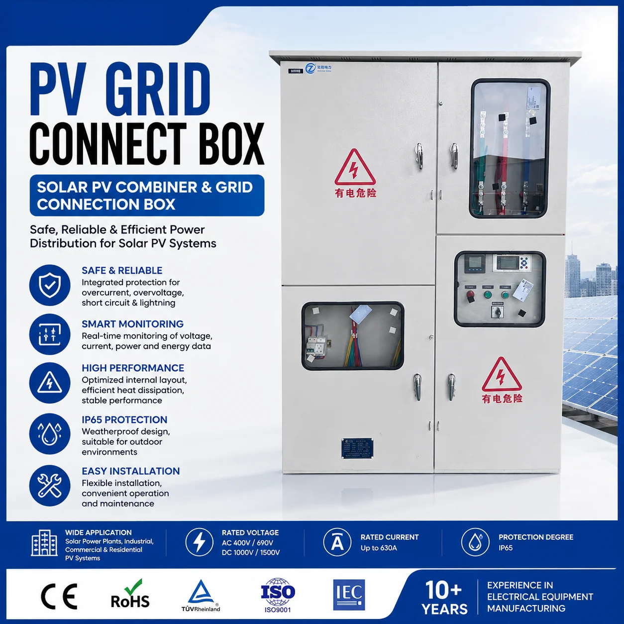 Junction Box Photovoltaic Power Distribution Cabinet IP65 IEC OEM Solar PV Combiner Box Electrical Equipment DC Distribution