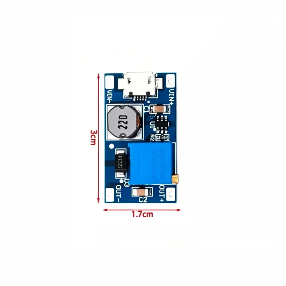 2A MT3608 Adjustable Boost Module DC-DC Step Up Plate With Micro USB Port 2V-24V to 5V 9V 12V 28V Voltage Regulator