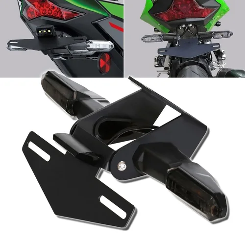 Imagen 1 del producto Soporte para matrícula de motocicleta, guardabarros trasero, Kit de señal de giro LED para KAWASAKI NINJA 250 400 500 Z500 Z400 Z300 Z250