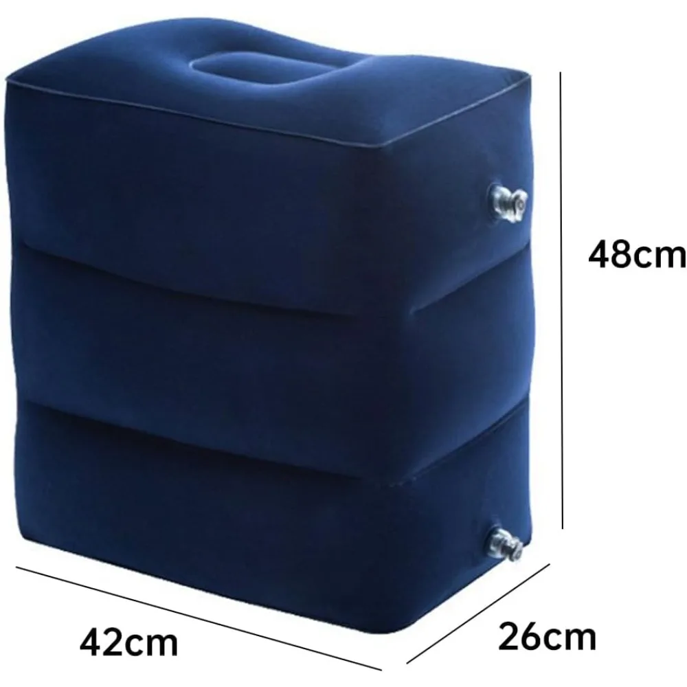 Inflatable Foot Rest Pillow Kids Airplane Bed Adjustable 3 Layers Height Leg Rest Pillow Travel Essentials for Office Home Cars
