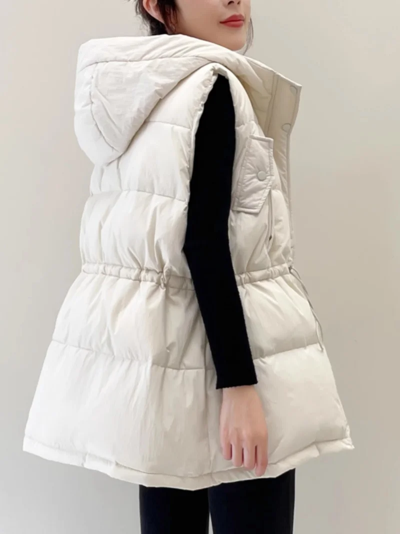 

Корейский стиль, пуховый хлопковый жилет с капюшоном, женский модный осенне-зимний жилет 2025 года, новая свободная верхняя одежда, куртка без рукавов, жилет w1147
