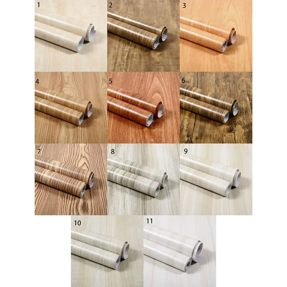 Easy to Clean Wood Grain Design Furniture Refurbishment Wall Sticker Home Decoration Wallpaper Cabinet Door Sticker