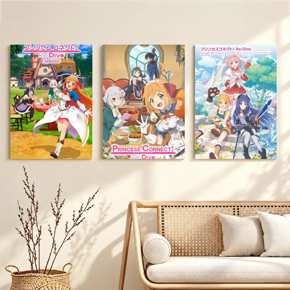 Cute RPG Game P-Princess Connect! ReDive Poster Artwork Self Adhesive Indoor Wall Hanging Room Decor Gift