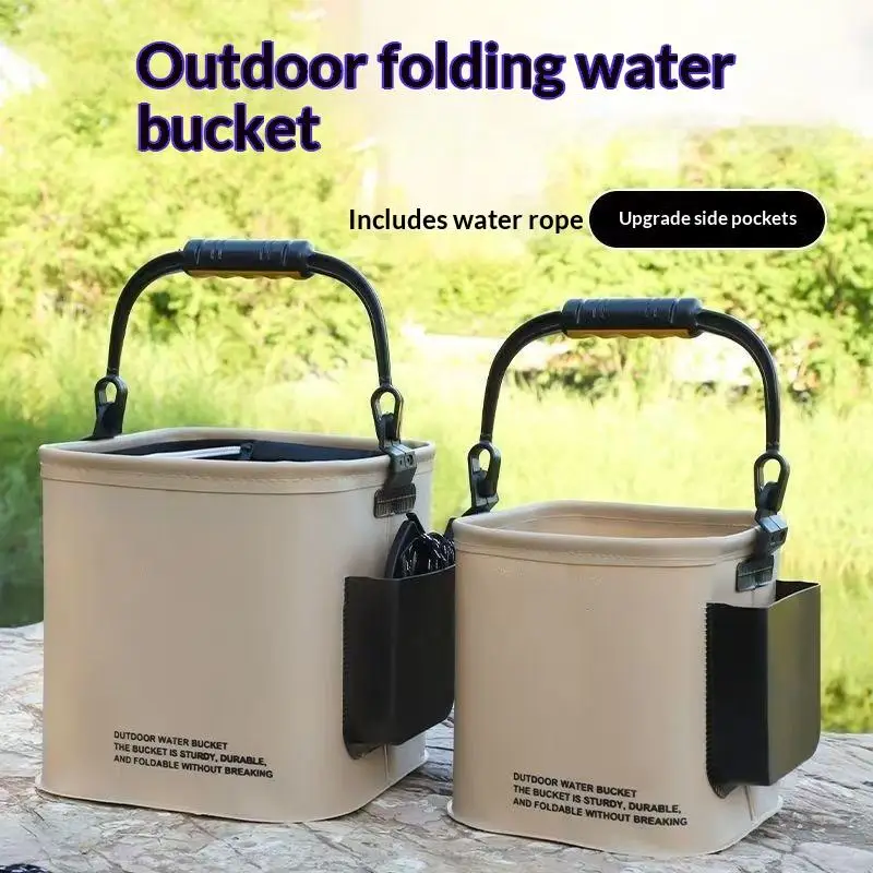 8L/13L Multifunction Folding Fishing Bucket With Ergonomic Handle Bucket Waterproof Outdoor Camping Bucket Fishing Accessories