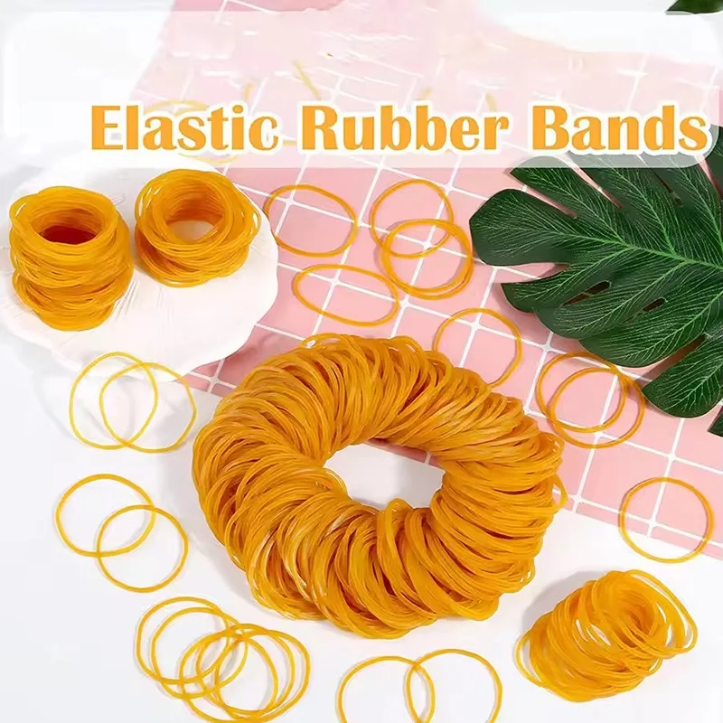 100/300/1000PCS Yellow Elastic Rubber Bands 38x1.5mm Durable Natural Rubber Fasteners For Home Office School Daily Binding Use