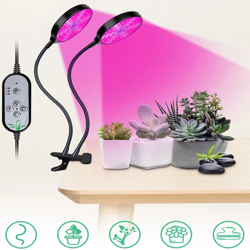 LED Grow Light 60W Full Spectrum LED Gooseneck Plant Lamp With Timer Auto On/Off 4/8/12H Clip-on Desk Grow Lamp 5-Level Dimmable