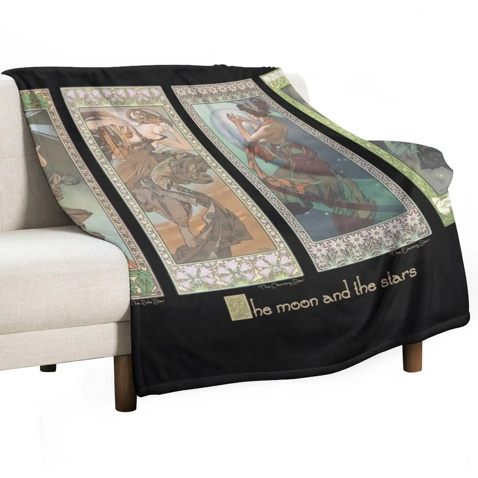 

The Moon and the Stars, by Alphonse Mucha. HIGH DEFINITION Throw Blanket Sofa Extra Large Throw warm winter Picnic Blankets