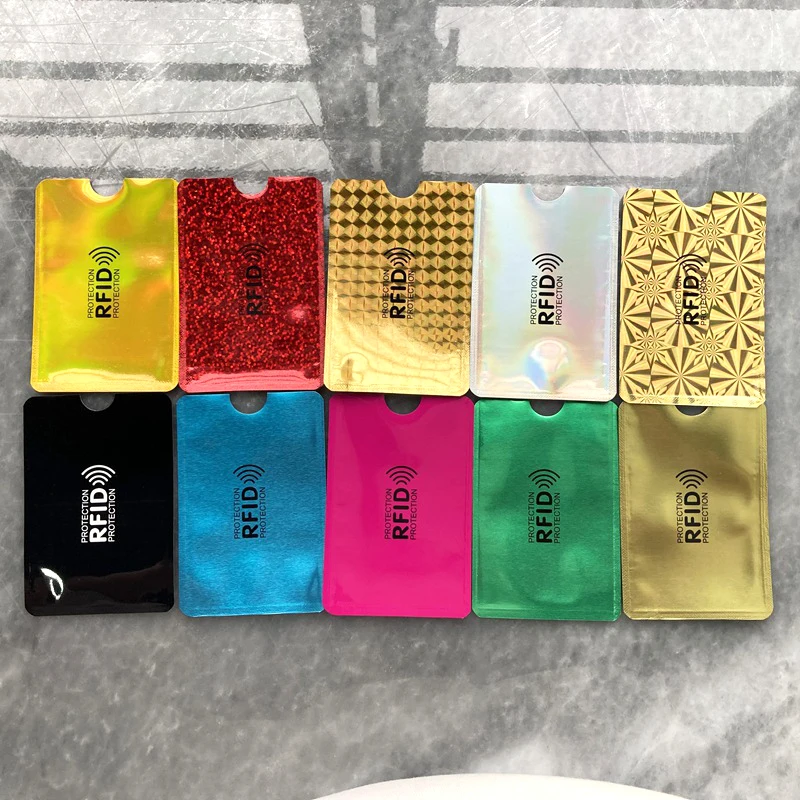 50Pcs/Lot NFC RFID Blocking Card Protection Credit Card Holder Aluminium Anti-Scan Sleeve Anti-magnetic  Foil Portable Bank Card