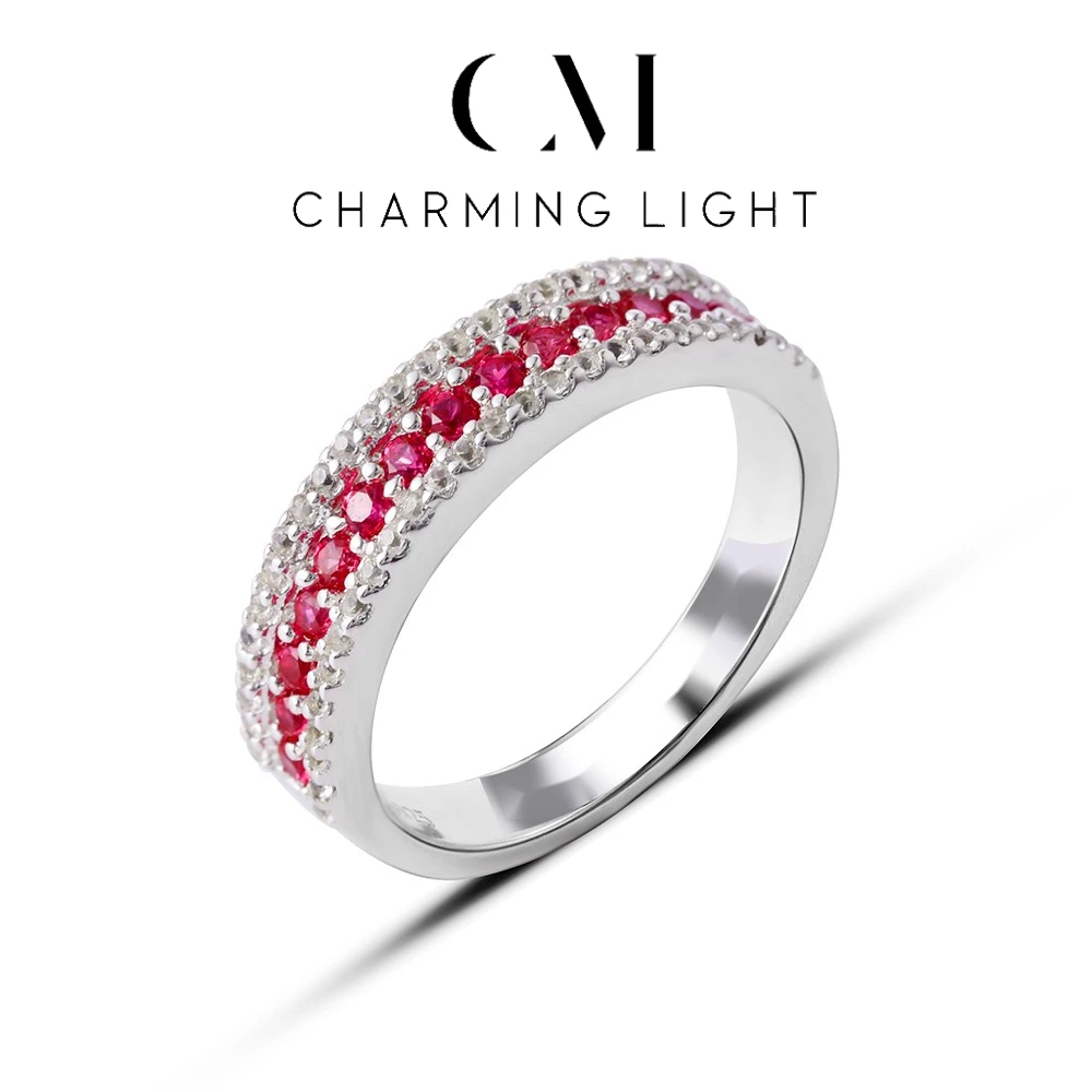 

CHARMING Fashion Created Ruby Full Gemstone Rings 925 Sterling Silver For Women Girl Ring Exquisite Style Party Jewelry Gifts