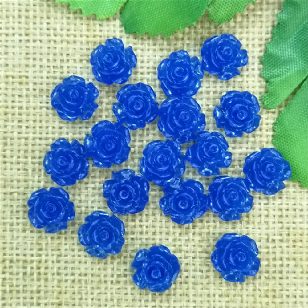 40pcs Resin Rose Beads Buttons Embellishments Scrapbooking DIY Craft 10mm