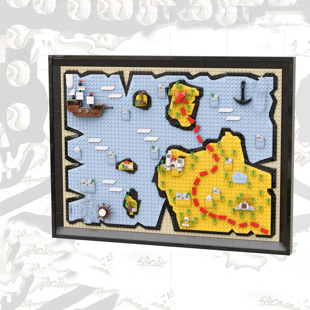 DIY1501pcs UCS Pirate Map Customized Creative Assembly Building Blocks Educational Toys Hanging Painting Model Holiday Gift