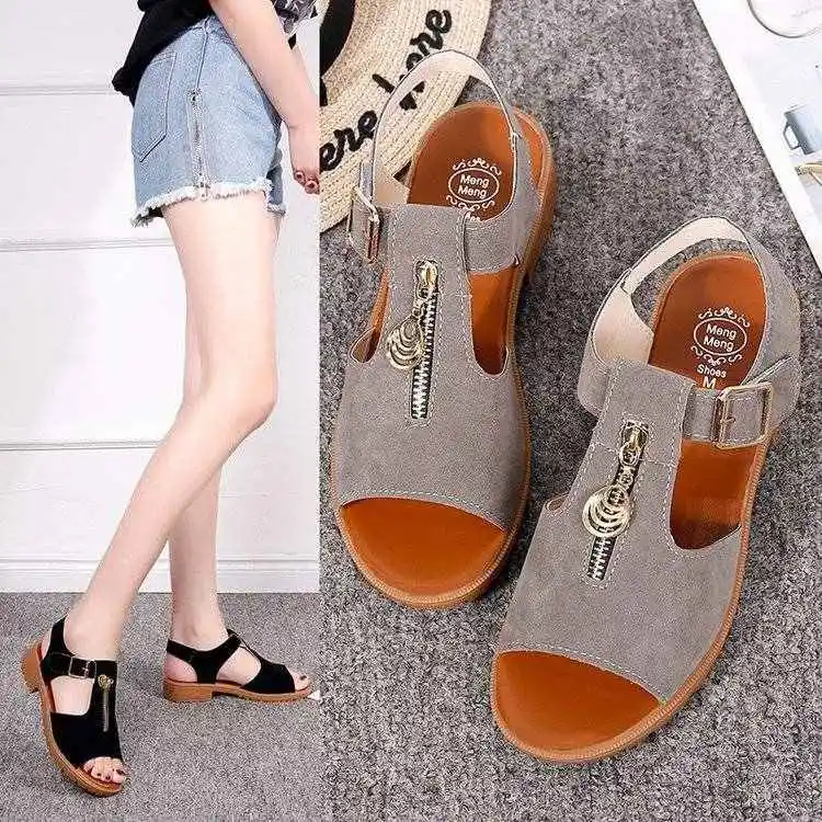 

Women's Summer Casual Sandals Breathable Slip-On oes Korean Sle Flat Heel Mule oes Leather Upaded Waterproof Platform
