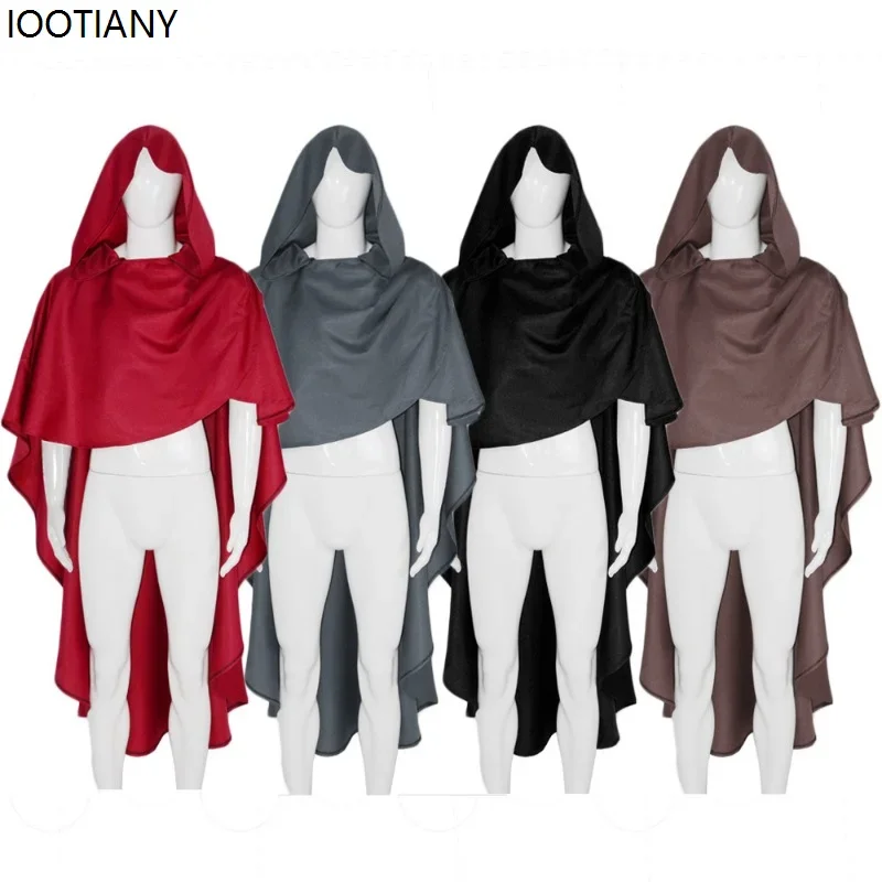 КосплейСредневековый рыцарь крестоносцев Косплей Плащ для взрослых Монах накидка с капюшоном Готический унисекс Платье волшебника Карнавальная вечеринка Необычные