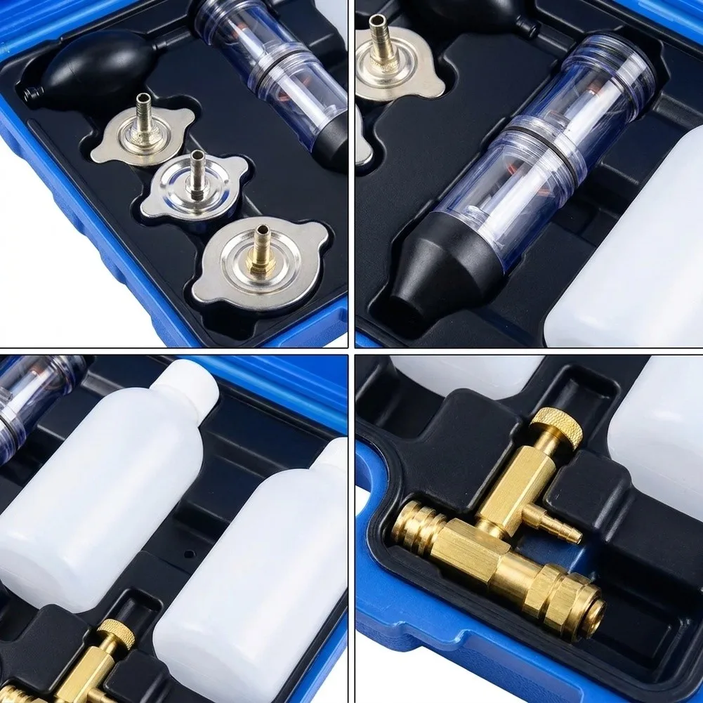 Cylinder Head Gasket Leak Tester Kit Compatible with Radiator Fill Necks for Cars Trucks Motorcycles Excavators