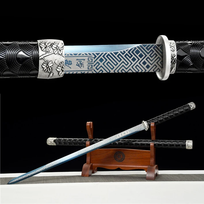 105cm Medieval buildings Tang Sword Grill Blue Real steel Combat sword Combat Real sword martial arts weapon sharp samurai sword