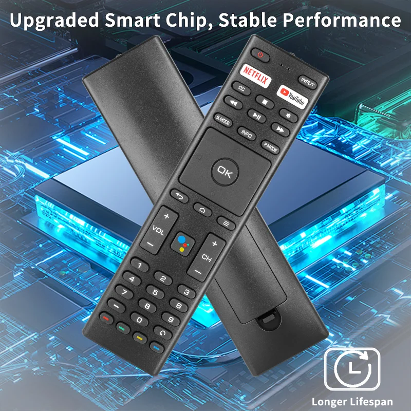 Control Remoto IR RM-C3329 de Repuesto para JVC con Botones de NETFLIX y YouTube, para Televisores JVC Konka 4K Android TV 32H31A 40H33A 43U55A