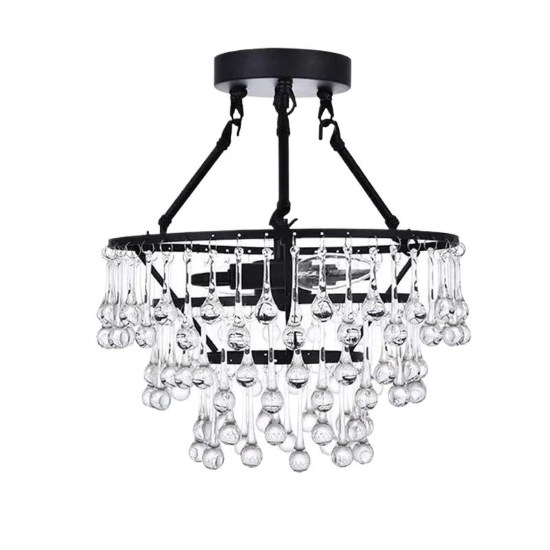 

European American retro simple bedroom small chandelier crystal round corridor entrance