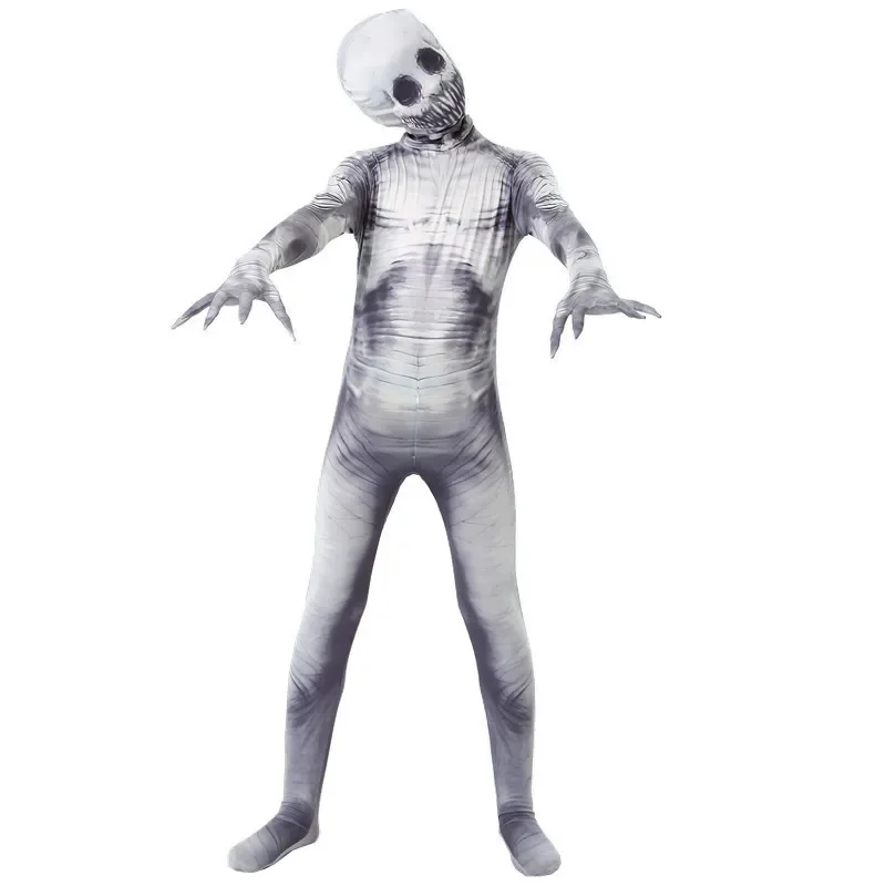 Disfraz de esqueleto de Halloween, disfraz de zombis, mono de esqueleto aterrador, ropa de actuación Unisex para niños y adultos, vestido de fiesta UY53