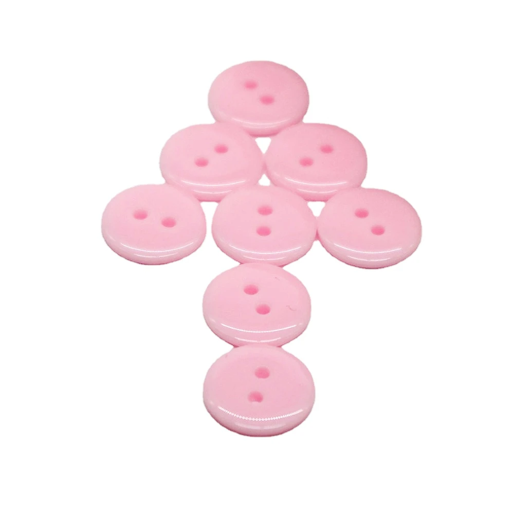 50PCs Decorative Buttons Pink 2 Holes 12.5mm Sewing Resin Buttons Flatblck Scrapbooking S1013