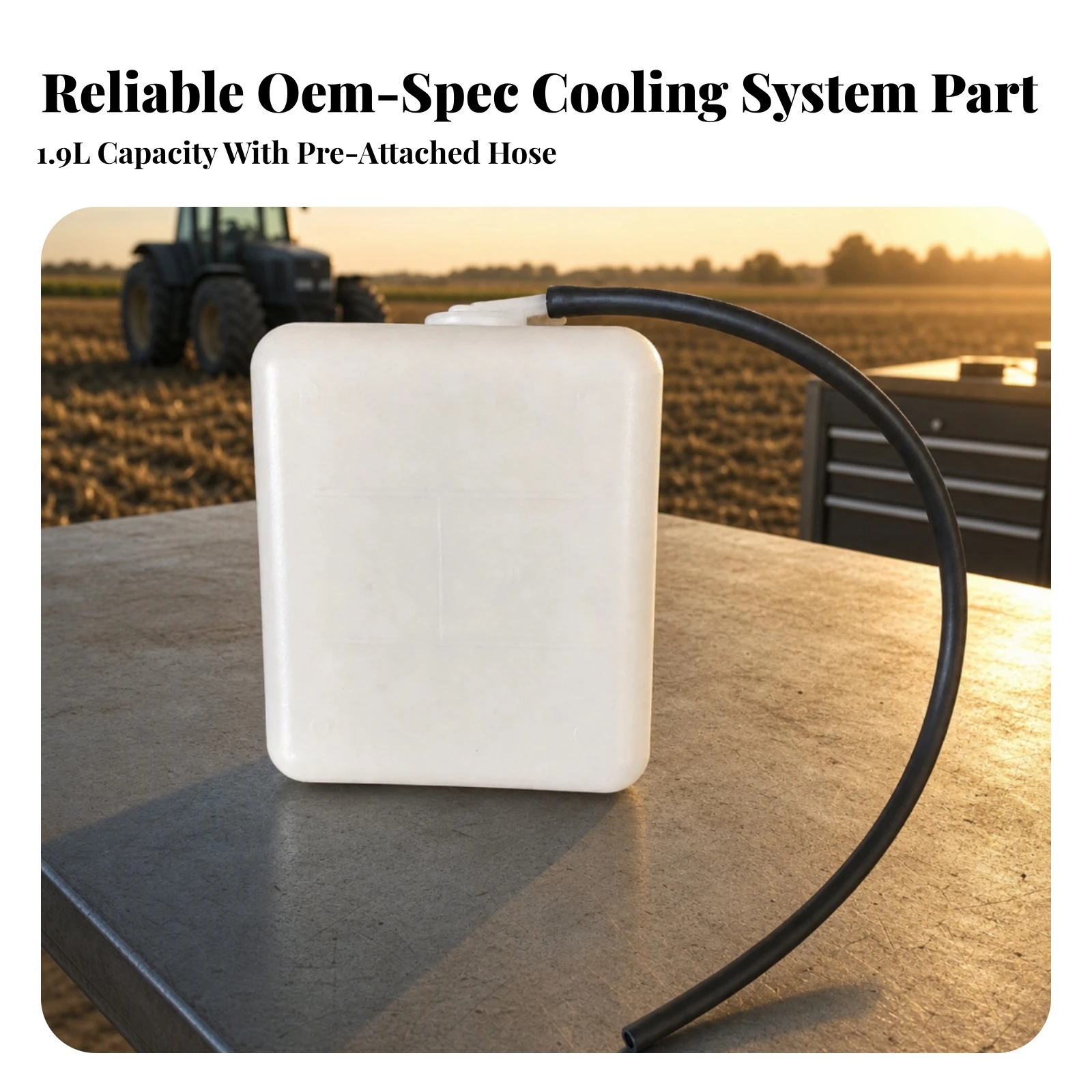 Tractor Coolant Expansion Reservoir Easy to Install Plastic Tractor Coolant Reservoir Compact Weatherproof