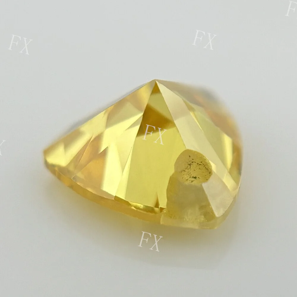 Cubic Zirconia Stone Single Hole Trillion Shape Golden Yellow Brilliant Cut Loose CZ Stones Synthetic Gems Beads 5x5~12x12mm 5A