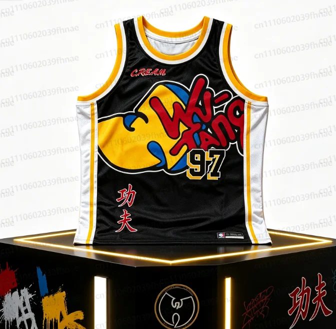 Wu Tang 97 Familien-Set Basketball-Trikot Ärmelloses Shirt Hip-Hop-Stil Outfit Freizeitkleidung Familien-Matching – Detail 3