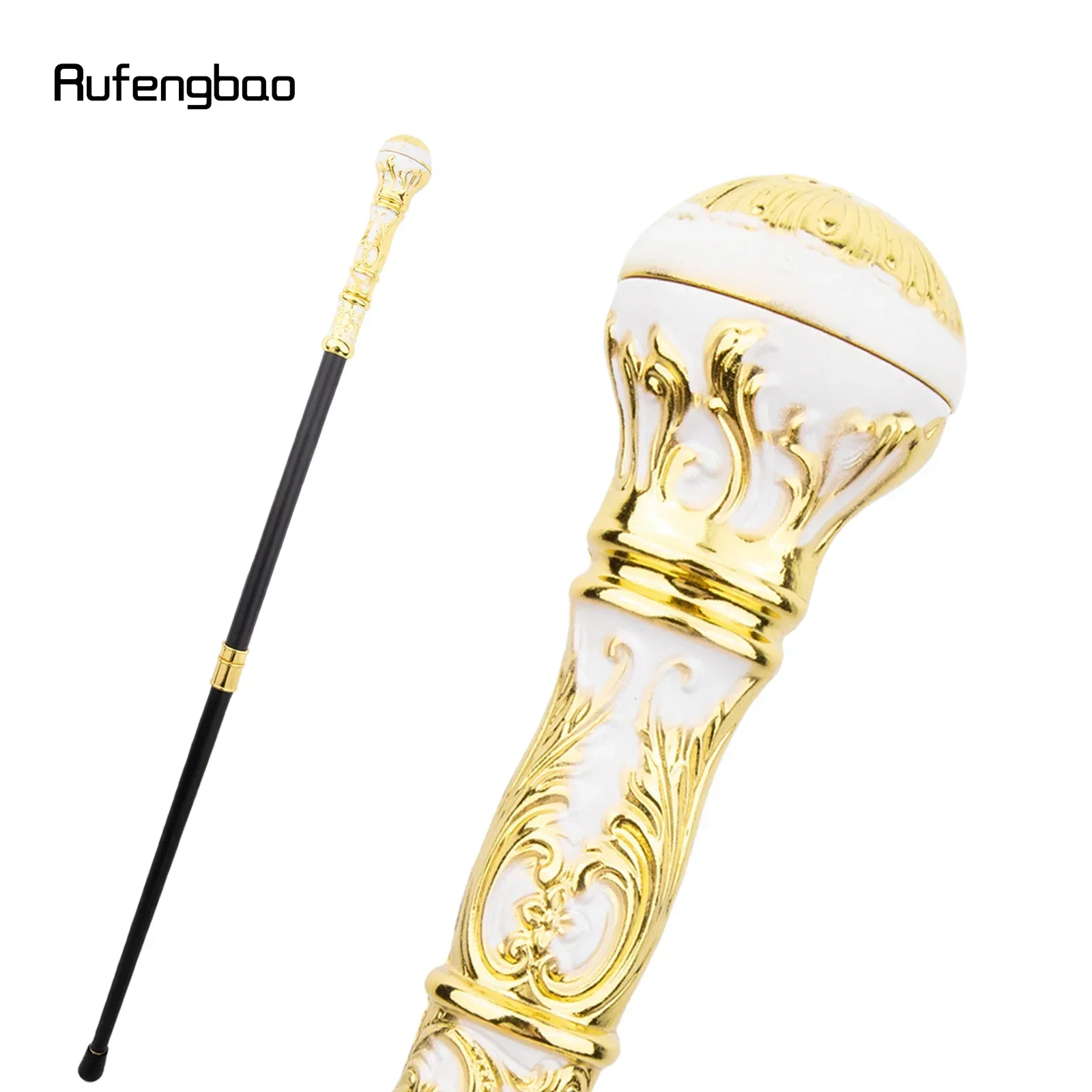 Golden White Luxury Round Handle Fashion Stick Cane Decorative Stick Decorative Cane Cosplay And Parties, For Cosplay & Party