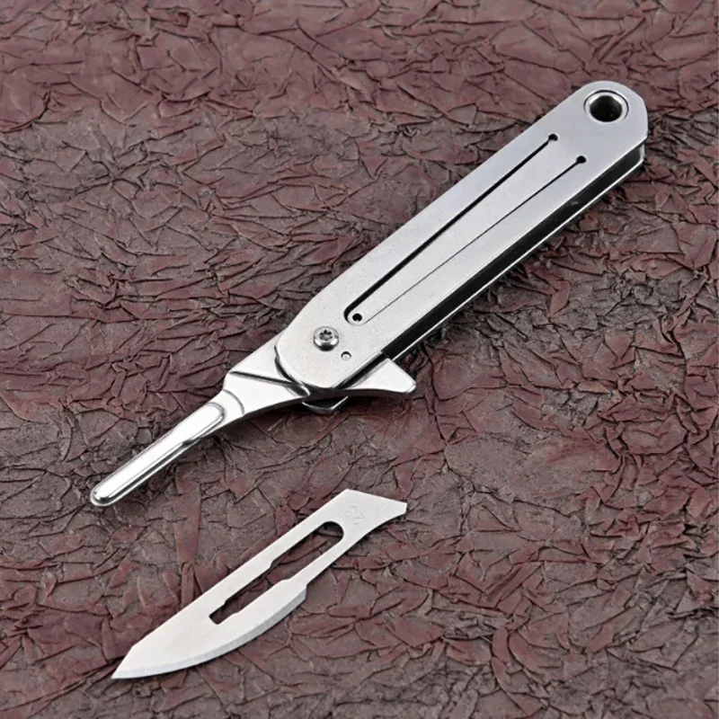 Cuchillo mini llavero plegable acero inoxidable apertura rápida